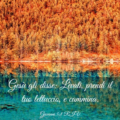 Picture 03 - Giovanni 5:8 RIV - Gesù gli disse: Lèvati, prendi il tuo - Bible Verse Picture