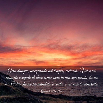 Picture 03 - Giovanni 7:28 RIV - Gesù dunque, insegnando nel tempio, esclamò: - Bible Verse Picture