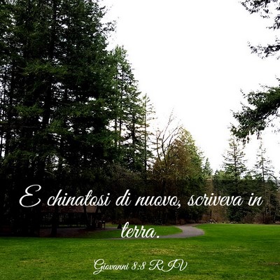 Picture 03 - Giovanni 8:8 RIV - E chinatosi di nuovo, scriveva in - Bible Verse Picture