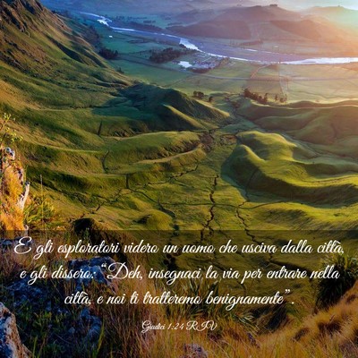 Picture 03 - Giudici 1:24 RIV - E gli esploratori videro un uomo che usciva dalla - Bible Verse Picture