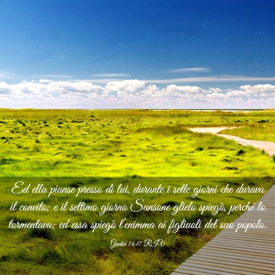 Picture 03 - Giudici 14:17 RIV - Ed ella pianse presso di lui, durante i sette - Bible Verse Picture