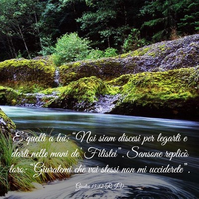 Picture 03 - Giudici 15:12 RIV - E quelli a lui: “Noi siam discesi per legarti e - Bible Verse Picture