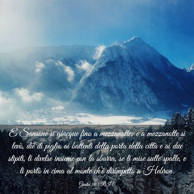 Picture 03 - Giudici 16:3 RIV - E Sansone si giacque fino a mezzanotte; e a - Bible Verse Picture