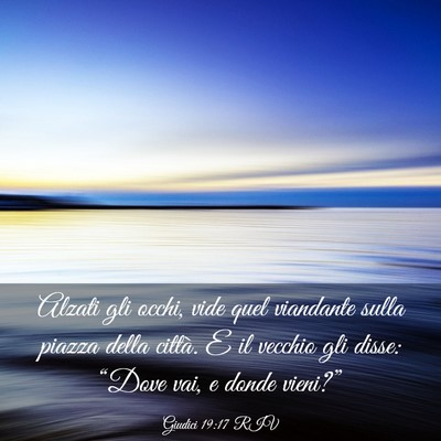 Picture 03 - Giudici 19:17 RIV - Alzati gli occhi, vide quel viandante sulla - Bible Verse Picture