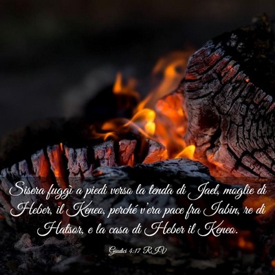 Picture 03 - Giudici 4:17 RIV - Sisera fuggì a piedi verso la tenda di Jael, - Bible Verse Picture
