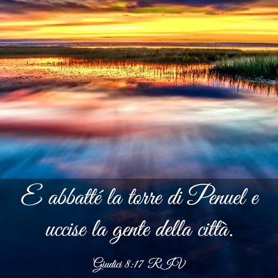 Picture 03 - Giudici 8:17 RIV - E abbatté la torre di Penuel e uccise la gente - Bible Verse Picture