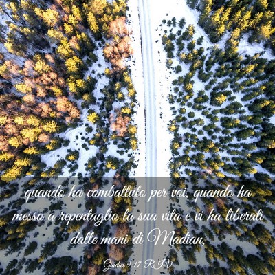 Picture 03 - Giudici 9:17 RIV - quando ha combattuto per voi, quando ha messo a - Bible Verse Picture