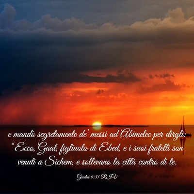 Picture 03 - Giudici 9:31 RIV - e mandò segretamente de’ messi ad Abimelec per - Bible Verse Picture
