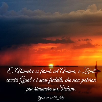 Picture 03 - Giudici 9:41 RIV - E Abimelec si fermò ad Aruma, e Zebul cacciò - Bible Verse Picture