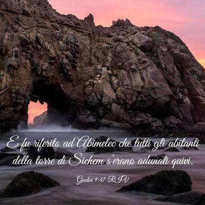 Picture 03 - Giudici 9:47 RIV - E fu riferito ad Abimelec che tutti gli abitanti - Bible Verse Picture