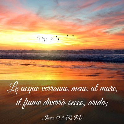 Picture 03 - Isaia 19:5 RIV - Le acque verranno meno al mare, il fiume diverrà - Bible Verse Picture