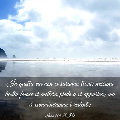 Picture 03 - Isaia 35:9 RIV - In quella via non ci saranno leoni; nessuna - Bible Verse Picture