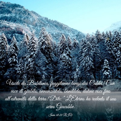 Picture 03 - Isaia 48:20 RIV - Uscite da Babilonia, fuggitevene lungi dai - Bible Verse Picture