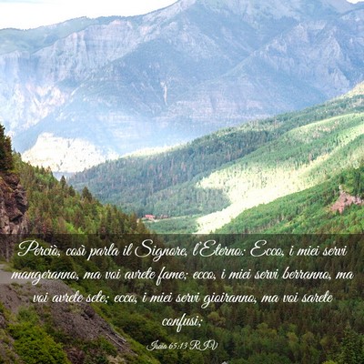 Picture 03 - Isaia 65:13 RIV - Perciò, così parla il Signore, l’Eterno: - Bible Verse Picture