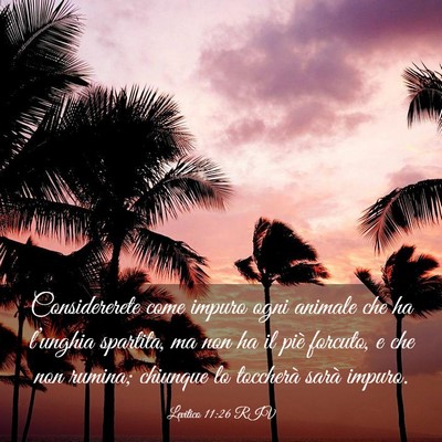 Picture 03 - Levitico 11:26 RIV - Considererete come impuro ogni animale che ha - Bible Verse Picture