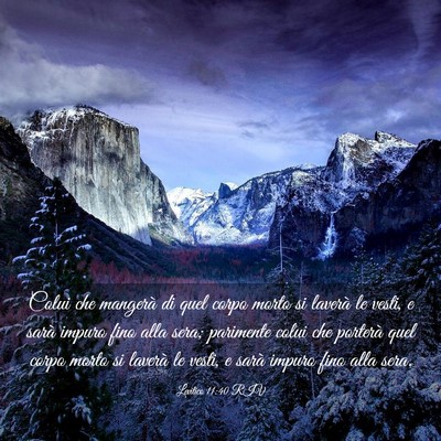 Picture 03 - Levitico 11:40 RIV - Colui che mangerà di quel corpo morto si laverà - Bible Verse Picture