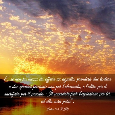 Picture 03 - Levitico 12:8 RIV - E se non ha mezzi da offrire un agnello, - Bible Verse Picture