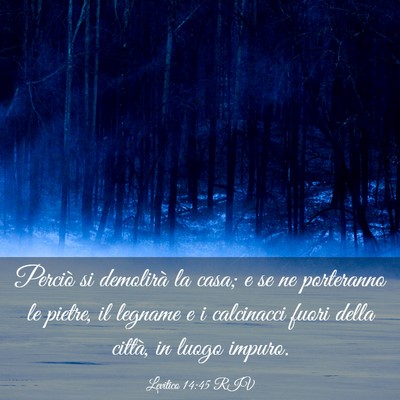 Picture 03 - Levitico 14:45 RIV - Perciò si demolirà la casa; e se ne porteranno - Bible Verse Picture