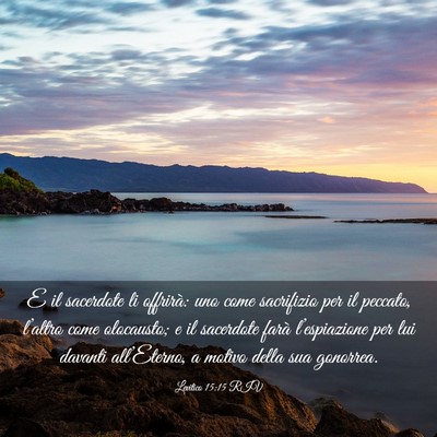 Picture 03 - Levitico 15:15 RIV - E il sacerdote li offrirà: uno come sacrifizio - Bible Verse Picture