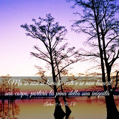 Picture 03 - Levitico 17:16 RIV - Ma se non si lava le vesti e se non lava il suo - Bible Verse Picture