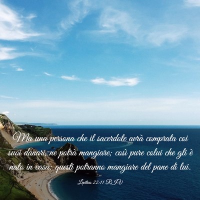 Picture 03 - Levitico 22:11 RIV - Ma una persona che il sacerdote avrà comprata - Bible Verse Picture