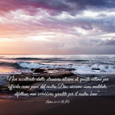 Picture 03 - Levitico 22:25 RIV - Non accetterete dallo straniero alcuna di queste - Bible Verse Picture