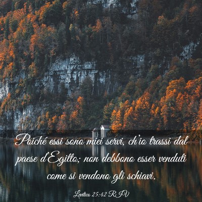 Picture 03 - Levitico 25:42 RIV - Poiché essi sono miei servi, ch’io trassi dal - Bible Verse Picture