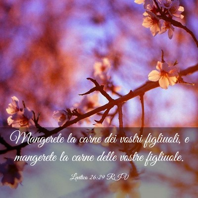 Picture 03 - Levitico 26:29 RIV - Mangerete la carne dei vostri figliuoli, e - Bible Verse Picture