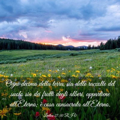 Picture 03 - Levitico 27:30 RIV - Ogni decima della terra, sia delle raccolte del - Bible Verse Picture