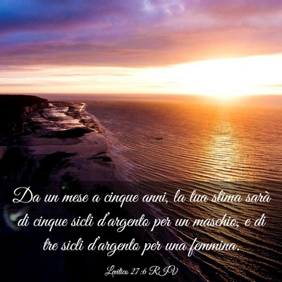 Picture 03 - Levitico 27:6 RIV - Da un mese a cinque anni, la tua stima sarà di - Bible Verse Picture