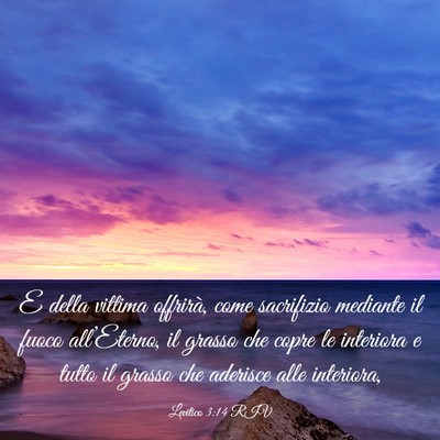 Picture 03 - Levitico 3:14 RIV - E della vittima offrirà, come sacrifizio - Bible Verse Picture