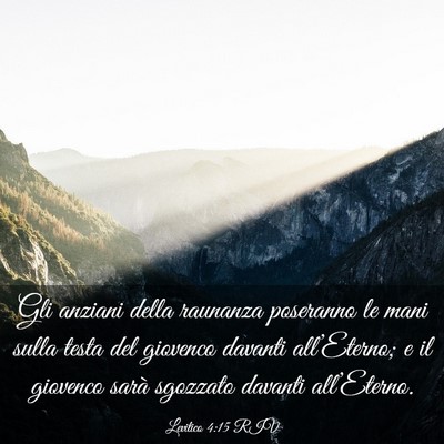 Picture 03 - Levitico 4:15 RIV - Gli anziani della raunanza poseranno le mani - Bible Verse Picture