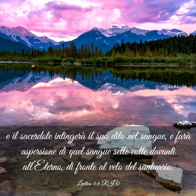 Picture 03 - Levitico 4:6 RIV - e il sacerdote intingerà il suo dito nel sangue, - Bible Verse Picture