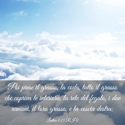 Picture 03 - Levitico 8:25 RIV - Poi prese il grasso, la coda, tutto il grasso che - Bible Verse Picture