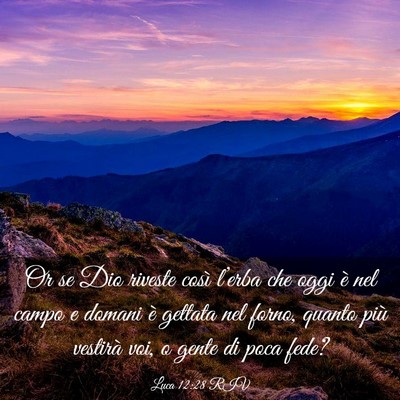 Picture 03 - Luca 12:28 RIV - Or se Dio riveste così l’erba che oggi è nel - Bible Verse Picture