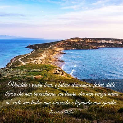 Picture 03 - Luca 12:33 RIV - Vendete i vostri beni, e fatene elemosina; fatevi - Bible Verse Picture