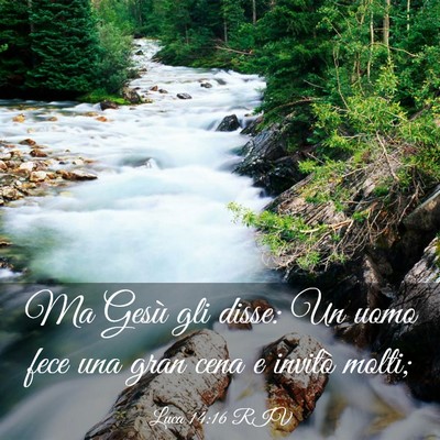 Picture 03 - Luca 14:16 RIV - Ma Gesù gli disse: Un uomo fece una gran cena e - Bible Verse Picture
