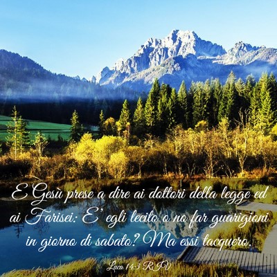 Picture 03 - Luca 14:3 RIV - E Gesù prese a dire ai dottori della legge ed ai - Bible Verse Picture
