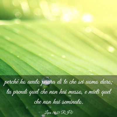 Picture 03 - Luca 19:21 RIV - perché ho avuto paura di te che sei uomo duro; - Bible Verse Picture