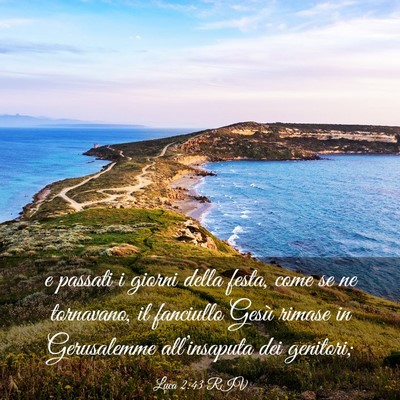 Picture 03 - Luca 2:43 RIV - e passati i giorni della festa, come se ne - Bible Verse Picture