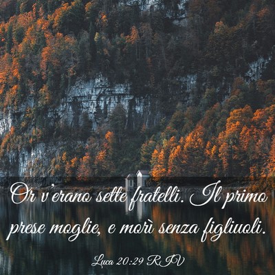 Picture 03 - Luca 20:29 RIV - Or v’erano sette fratelli. Il primo prese - Bible Verse Picture