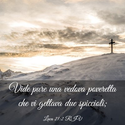 Picture 03 - Luca 21:2 RIV - Vide pure una vedova poveretta che vi gettava due - Bible Verse Picture