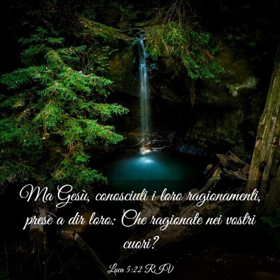 Picture 03 - Luca 5:22 RIV - Ma Gesù, conosciuti i loro ragionamenti, prese a - Bible Verse Picture