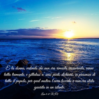 Picture 03 - Luca 8:47 RIV - E la donna, vedendo che non era rimasta - Bible Verse Picture