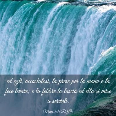 Picture 03 - Marco 1:31 RIV - ed egli, accostatosi, la prese per la mano e la - Bible Verse Picture