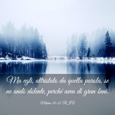 Picture 03 - Marco 10:22 RIV - Ma egli, attristato da quella parola, se ne andò - Bible Verse Picture