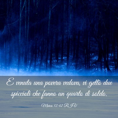 Picture 03 - Marco 12:42 RIV - E venuta una povera vedova, vi gettò due - Bible Verse Picture