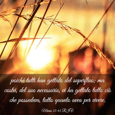 Picture 03 - Marco 12:44 RIV - poiché tutti han gettato del superfluo; ma - Bible Verse Picture