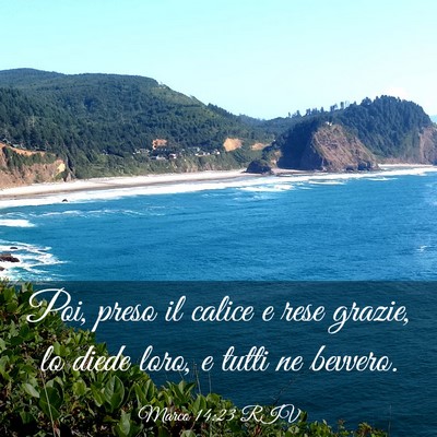 Picture 03 - Marco 14:23 RIV - Poi, preso il calice e rese grazie, lo diede - Bible Verse Picture