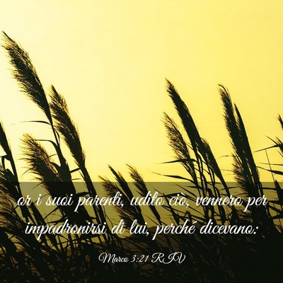 Picture 03 - Marco 3:21 RIV - or i suoi parenti, udito ciò, vennero per - Bible Verse Picture